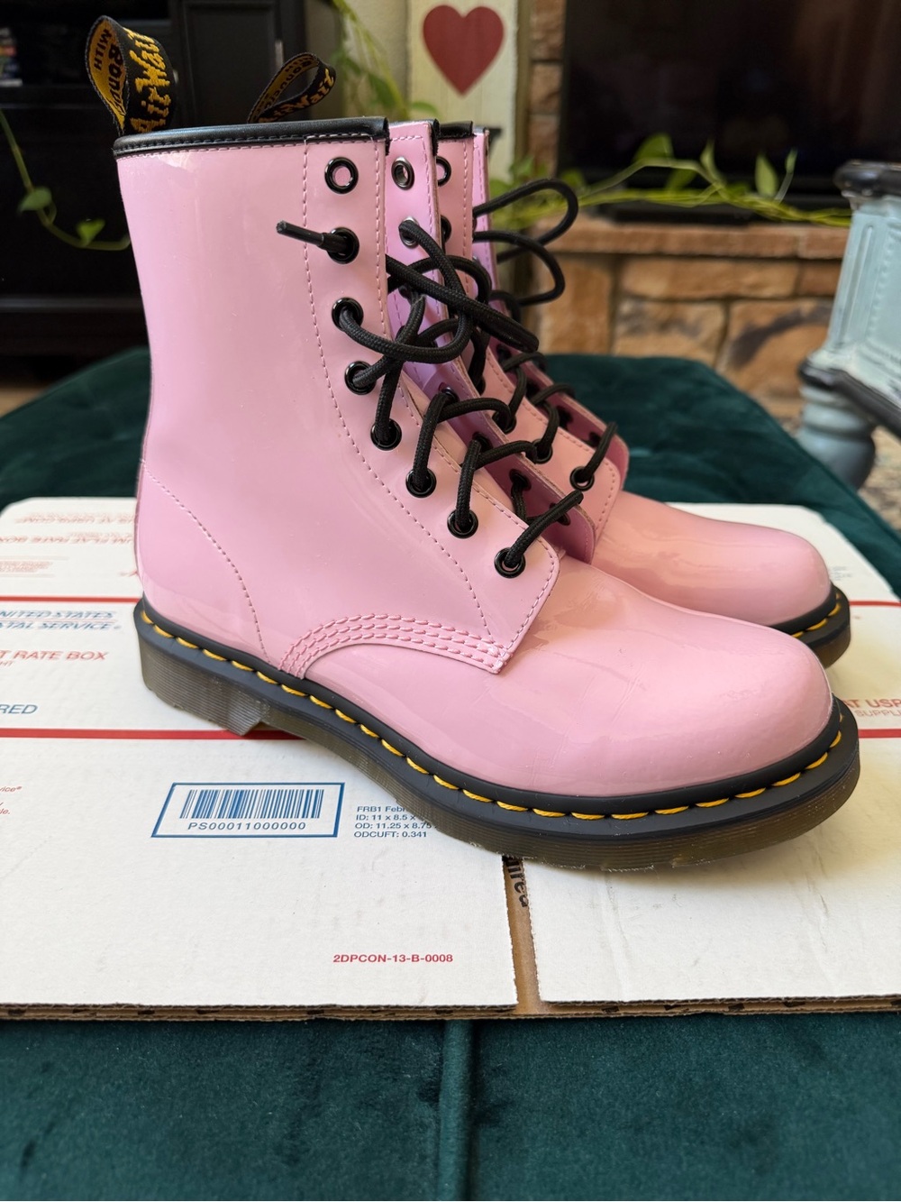 Dr. Martens Pink Patent Lace-Up Combat Boots